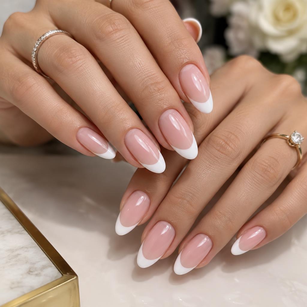 Classic French tip nails