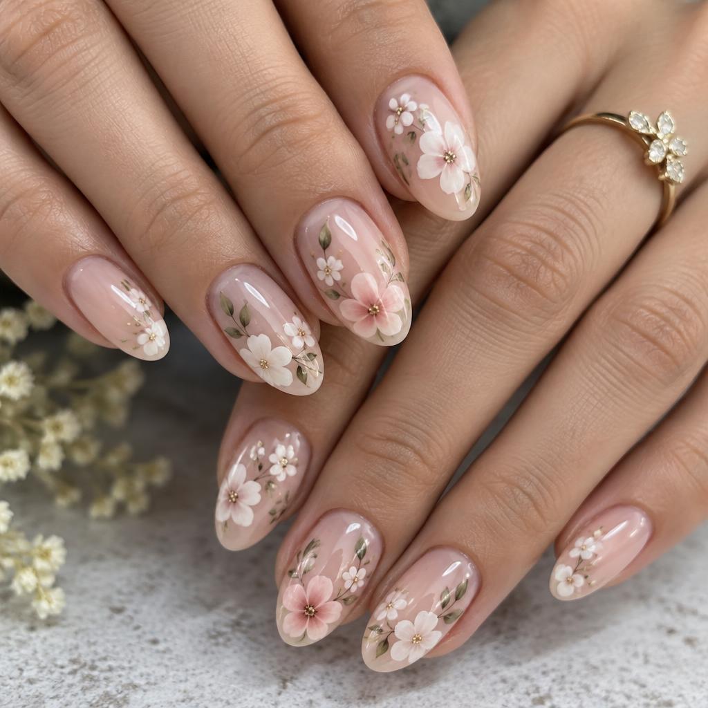 Floral nail art design