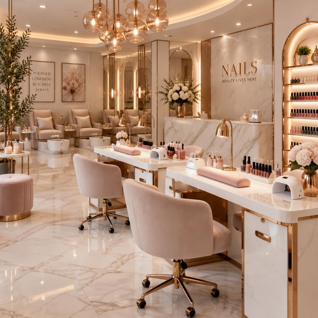 Manicure stations at the lounge